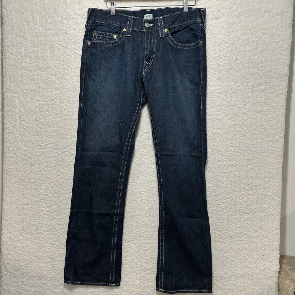 Vintage True Religion Men's Bobby Blue Straight Jeans Size 34 Made In‎ USA